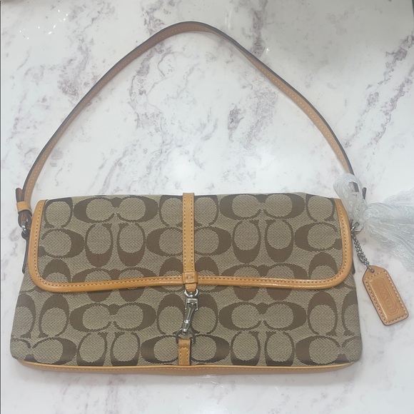 Coach Signature Brown and Tan shoulder Handbag Y2K - Picture 1 of 4